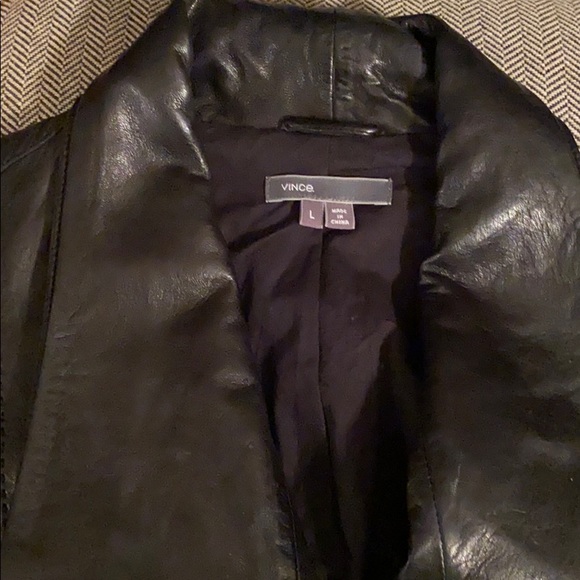 VINCE Blk Leather & wool Jacket - Picture 2 of 13